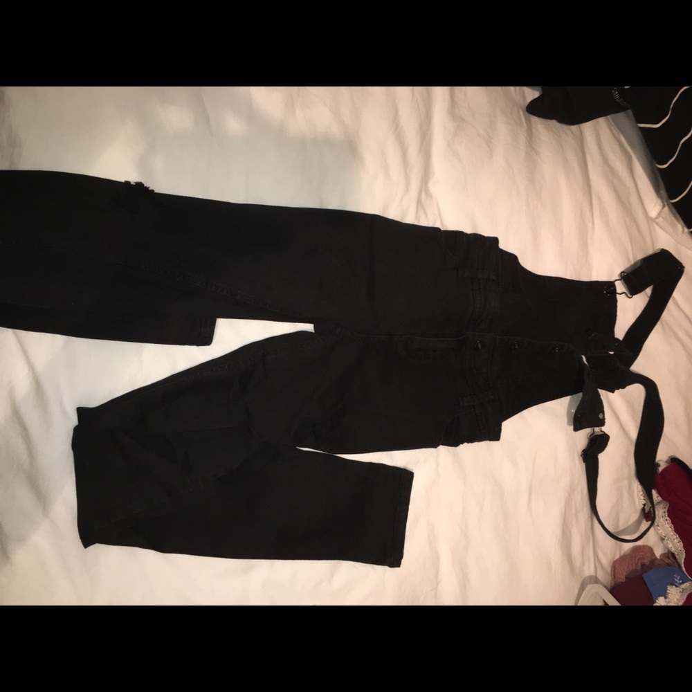 Black skinny jean overalls